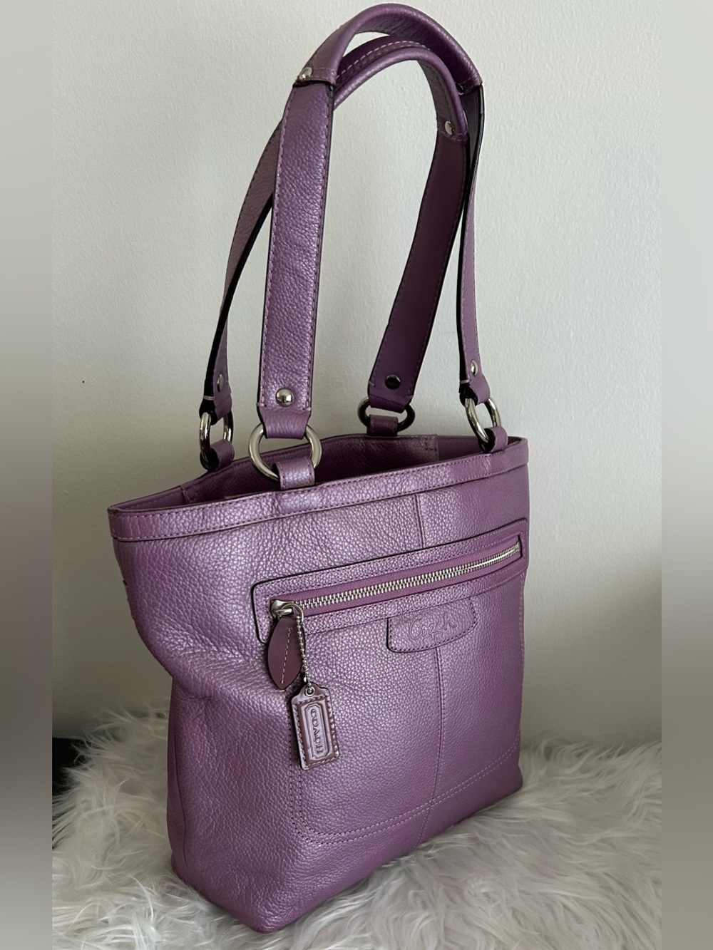 Coach Penelope Leather Tote Shoulder Bag Crossbody Lavender F14683 - Picture 6 of 15